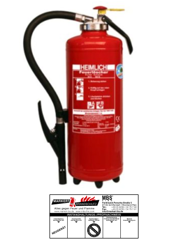 Heimlich 6L Schaum Feuerlöscher 34A 233B = 10LE Schlagknopfarmatur